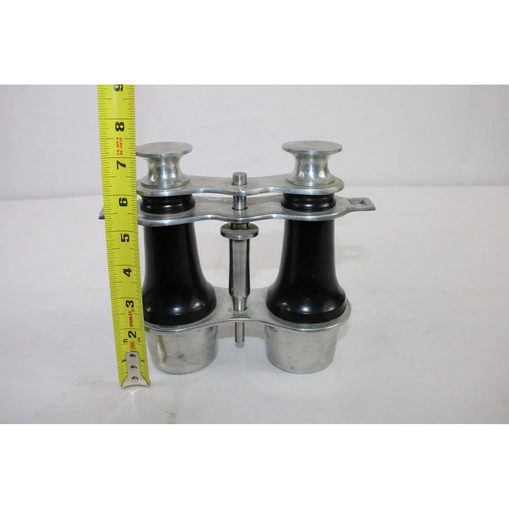 Vintage Art Deco Style Opera Binoculars Silver Black Metal Stand